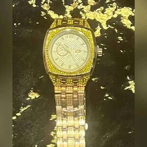 Gold Watch Yellow Stones